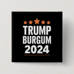 Trump Burgum voor President 2024 Verkiezingen VS Vierkante Button 5,1 Cm