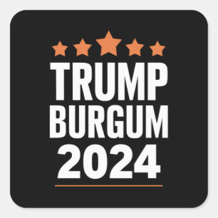 Trump Burgum voor President 2024 Verkiezingen VS Vierkante Sticker