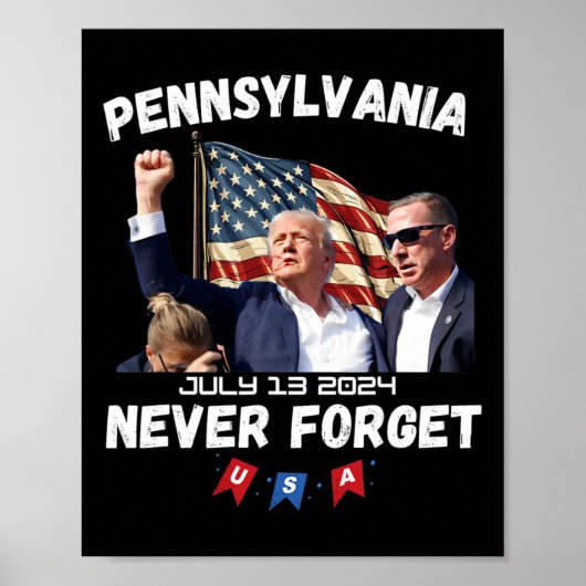 Trump Butler Pennsylvania nooit vergeten Poster (Voorkant)