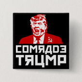 Trump Button: "COMRADE TRUMP" (zwart) Vierkante Button 5,1 Cm (Voorkant)