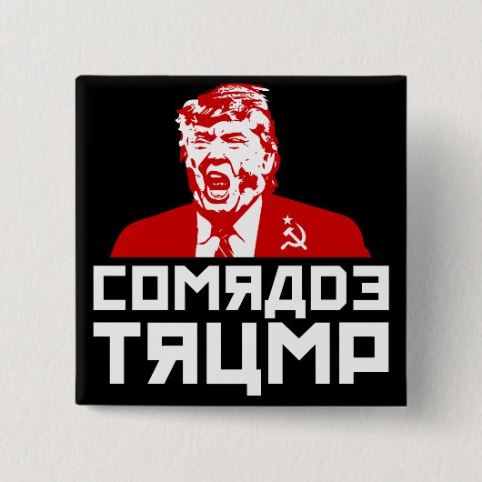 Trump Button: "Kameraad Trump" (zwart) Vierkante Button 5,1 Cm (Voorkant)