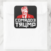 Trump Button: "Kameraad Trump" (zwart) Vierkante Sticker (Tas)