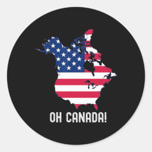 Trump Canada VS 51ste staatskaart Amerikaanse vlag Ronde Sticker