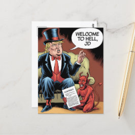 Trump-Cartoon welkom bij Hell JD Briefkaart