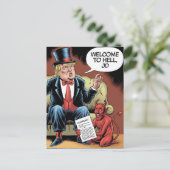 Trump-Cartoon welkom bij Hell JD Briefkaart (Staand voorkant)