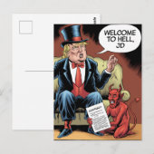 Trump-Cartoon welkom bij Hell JD Briefkaart (Voorkant / Achterkant)