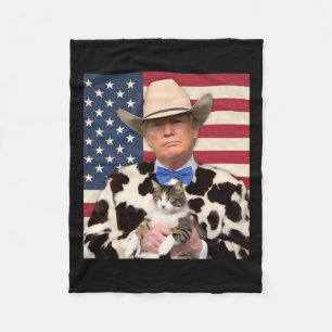 Trump Cat Shirt Funny Cowboy Donald Trump 2024 Ame Fleece Deken