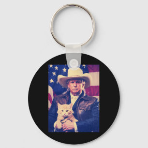 Trump Cat Shirt Funny Cowboy Donald Trump 2024 Ame Sleutelhanger