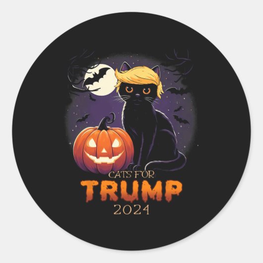 Trump Cat Shirten Black Cat Halloween Kostuum Cat  Ronde Sticker (Voorkant)