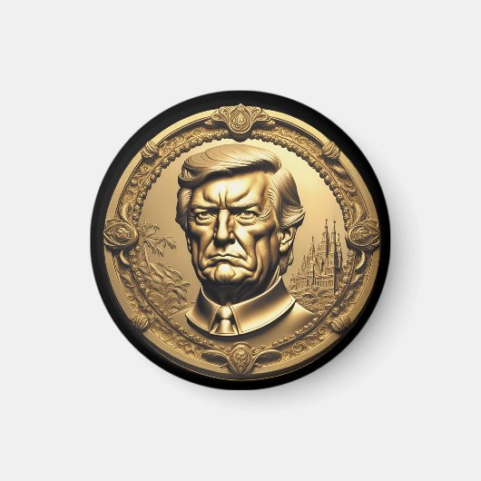 TRUMP CGI Collectible Gouden Art-Coin Doubloon Magneet (Voorkant)