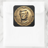 TRUMP CGI Collectible Gouden Art-Coin Doubloon Vierkante Sticker (Tas)