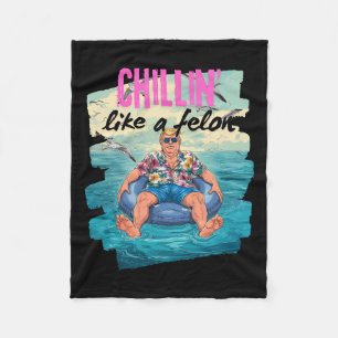 Trump Chillin Als een Felon Zomer Retro Pool Float Fleece Deken