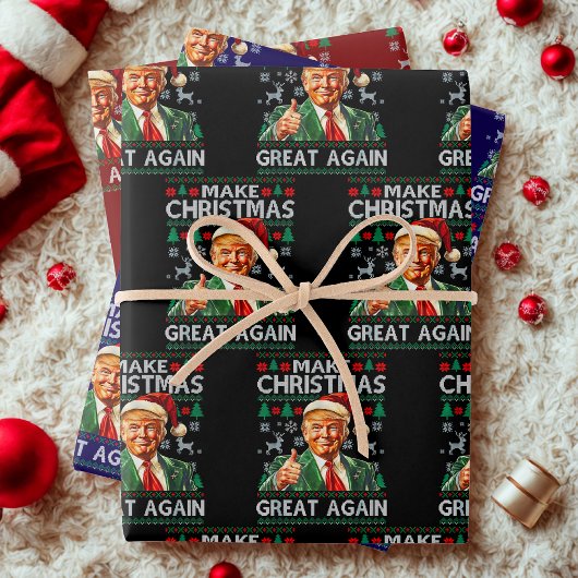 Trump Christmas Gift, Make Christmas Great Again Inpakpapier Vel
