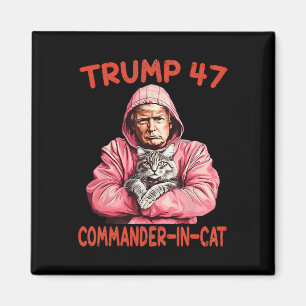 Trump Commandant in Cat Funny Cat en Trump Magneet