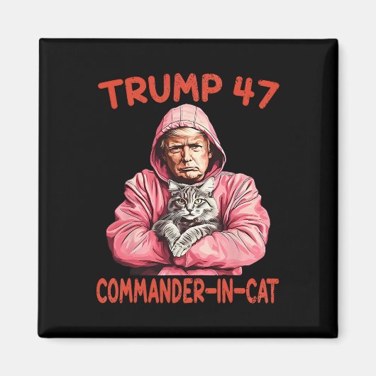 Trump Commandant in Cat Funny Cat en Trump Magneet (Voorkant)
