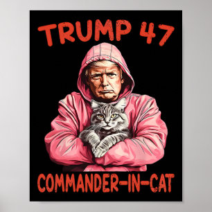 Trump Commandant in Cat Funny Cat en Trump Poster