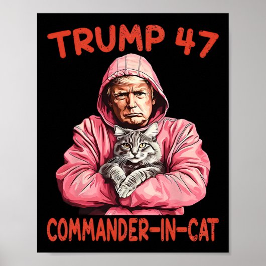 Trump Commandant in Cat Funny Cat en Trump Poster (Voorkant)