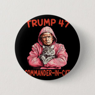 Trump Commandant in Cat Funny Cat en Trump Ronde Button 5,7 Cm