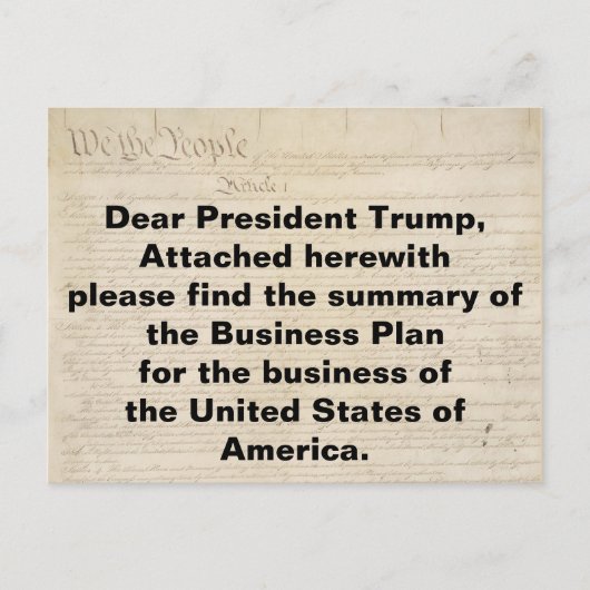 Trump Constitution is het businessplan van de VS Briefkaart (Voorkant)