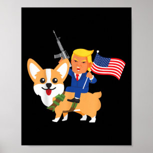 Trump Corgi Pistool Merica 2020 Verkiezing Donald  Poster