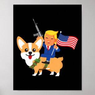 Trump Corgi Pistool Merica 2020 Verkiezing Donald  Poster