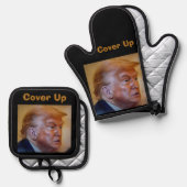 Trump/Cover Up Oven Mitt & Pot Holder Ovenwant & Pannenlap Set (Voorkant / Achterkant)