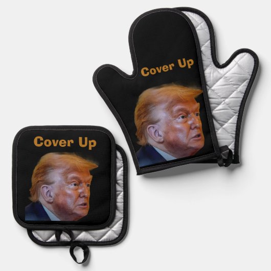 Trump/Cover Up Oven Mitt & Pot Holder Ovenwant & Pannenlap Set (Voorkant / Achterkant)