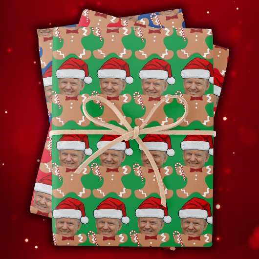 Trump Custom Face Foto Gingerbread Xmas Inpakpapier Vel
