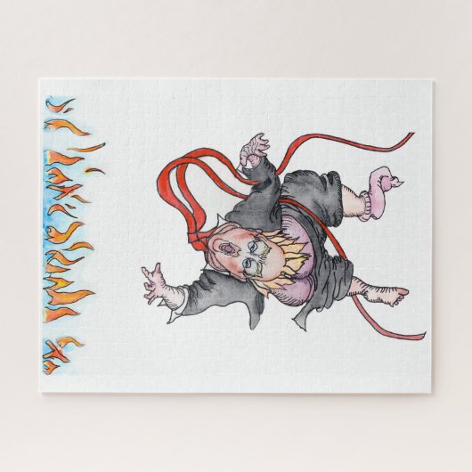 Trump daalt af in de Fiery Pit Jig Saw-puzzel Legpuzzel (Horizontaal)