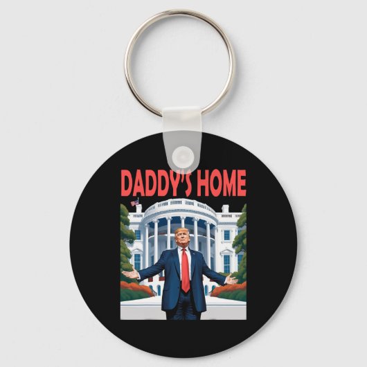 Trump Daddys Home Witte Huis Sleutelhanger (Voorkant)