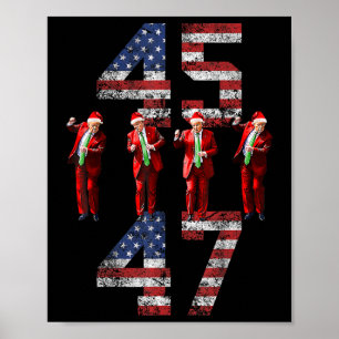 Trump Dance 45 47 Amerikaanse vlag Trump Xmas Pyja Poster