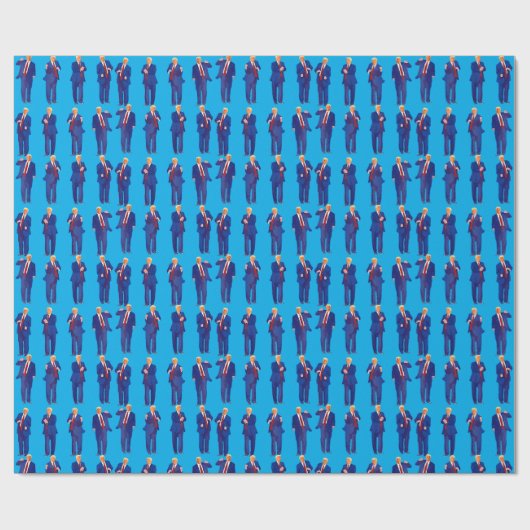 Trump Dance | Grappig Trump Dancing Blue Gift Cadeaupapier (Vlak)