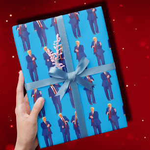 Trump Dance   Grappig Trump Dancing Blue Gift Cadeaupapier