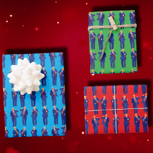 Trump Dance Grappig Trump Dancing Blue Gift Inpakpapier Vel