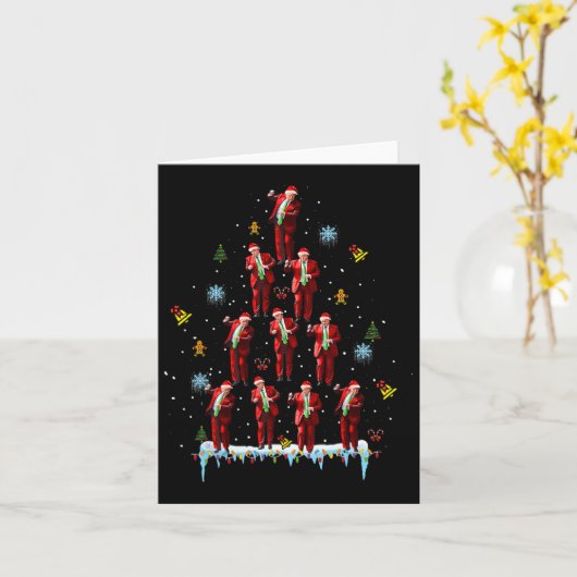 Trump Dance Kerstboom Kerstmispyjama Kaart (Gele Bloem)