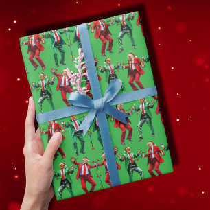 Trump Dancing   Trump Santa Dance Christmas Green Cadeaupapier