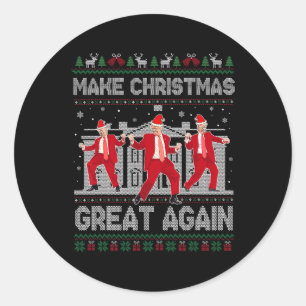 Trump dansen maken kerst weer geweldig Xmas Paja Ronde Sticker