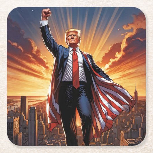 Trump de Amerikaanse superheld Onderzetters (Voorkant)