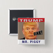 Trump de heer Piggy Vierkante Button 5,1 Cm (Voorkant /achterkant)