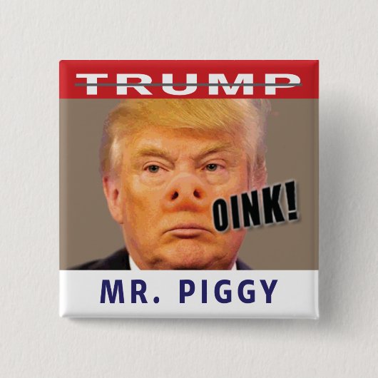 Trump de heer Piggy Vierkante Button 5,1 Cm (Voorkant)