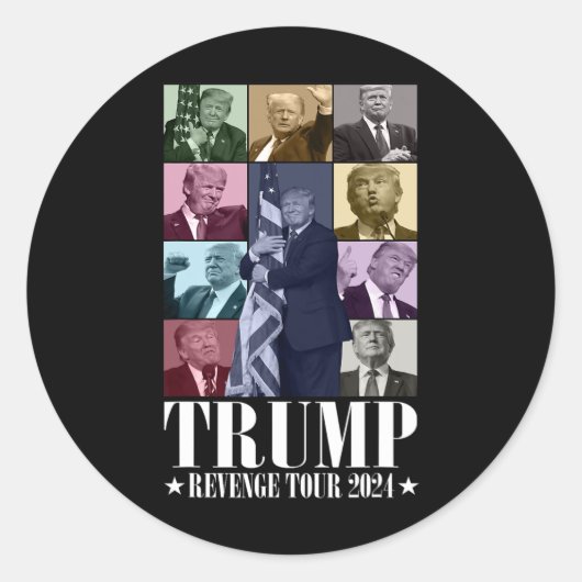 Trump De Wraak Tour 2024 Grappig Ronde Sticker (Voorkant)
