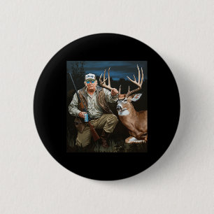Trump Deer Hunting Donald Trump Old School Camoufl Ronde Button 5,7 Cm