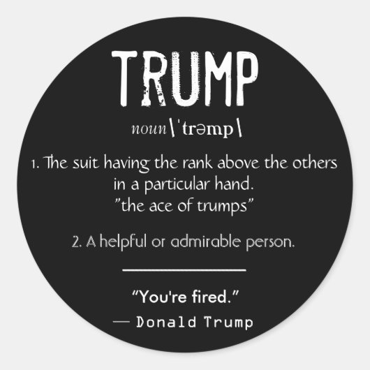 Trump Definition Cool Political Donald Trump Quote Ronde Sticker (Voorkant)