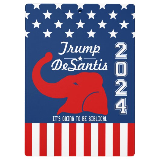 TRUMP DESANTIS 2024 BIBLICAL KLEMBORD (Achterkant)