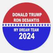 Trump DeSantis 2024 Mijn droomteam Ronde Sticker (Voorkant)
