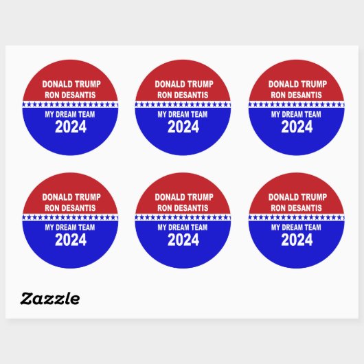 Trump DeSantis 2024 Mijn droomteam Ronde Sticker (Vel)