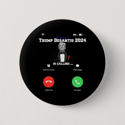 Trump Desantis 2024 Roept Republikeinse Verkiezing Ronde Button 5,7 Cm (Voorkant)