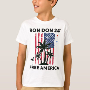 Trump Desantis Ron Don 24' Amerikaanse Vlag Flamin T-shirt
