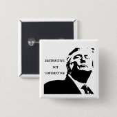 Trump/Destructief Niet Constructief Knop Vierkante Button 5,1 Cm (Voorkant /achterkant)