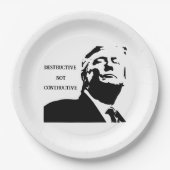 Trump/Destructive Not Constructive Paper Plate Papieren Bordje (Voorkant)